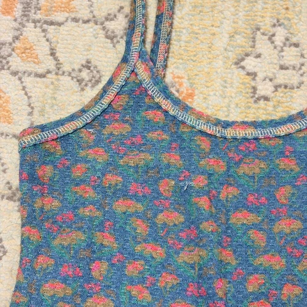 Natural Life Pajama Set Waffle Knit Floral Cami and Shorts Blue Orange NWT - Picture 6 of 11